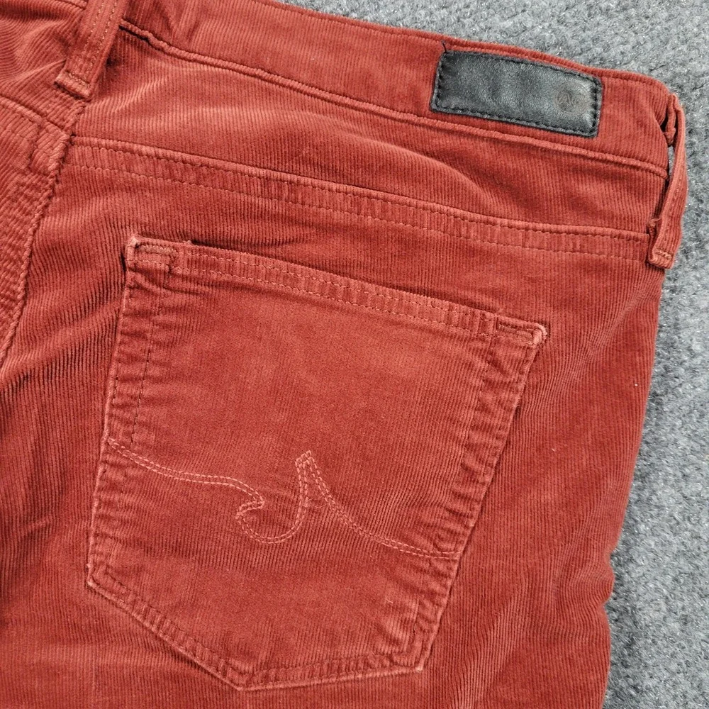 AG Adriano‎ Goldschmied Pants Womens 28 Red Prima Corduroy Cigarette Leg Stretch